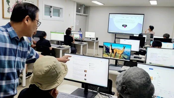 생성형 AI를 활용해 콘텐츠를 만들어 보는 실습 모습